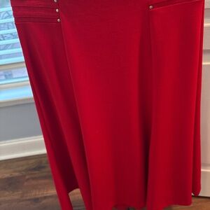 Red flared skirt